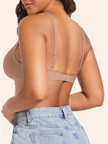 Soft Breathable Bra with Removable Pads, Minimalist Solid Color Underwear Top ( Pack Of 3)