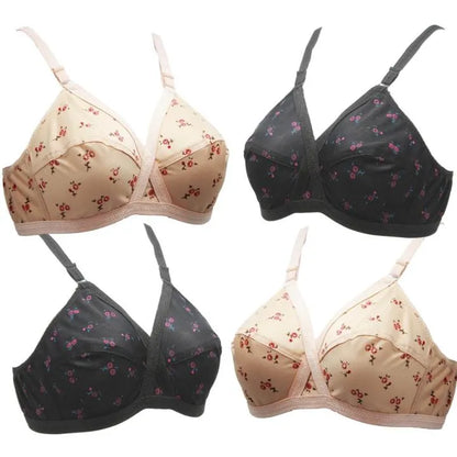 Pack of 4 Women's Multi-Color Jersey Printed Bra and Briefs