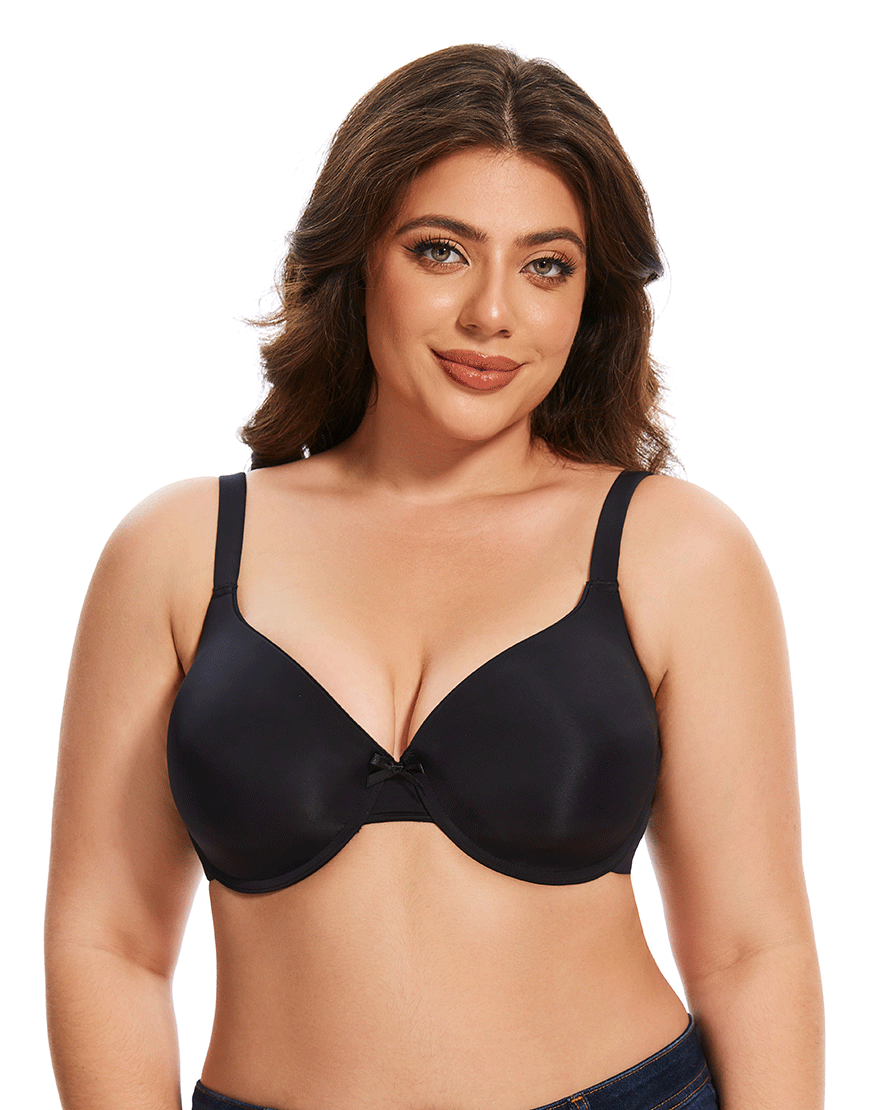 Pack of 3 Curvy Lightly Padded T-Shirt Bra -BLACK