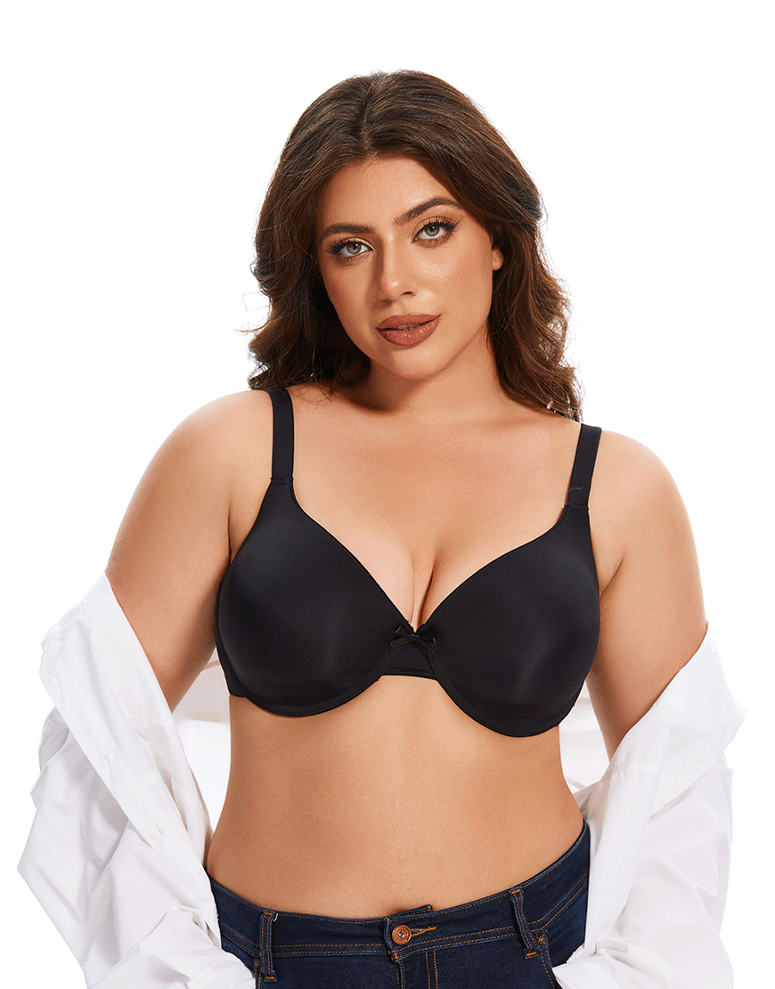 Pack of 3 Curvy Lightly Padded T-Shirt Bra -BLACK