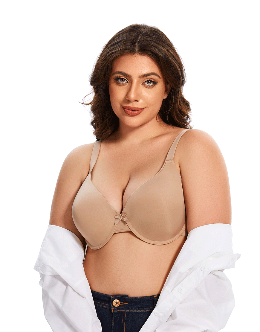 Pack of 3, Curvy Lightly Padded T-Shirt Bra -Beige