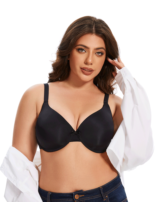 Pack of 3 Curvy Lightly Padded T-Shirt Bra -BLACK