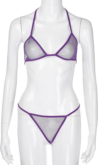 Elegant Sheer Lace Lingerie Set – 3-Piece Mesh Robe, Bra & Panty