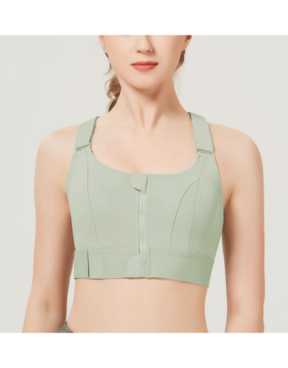 Pack of 3 , PREMIUM QUALITY FRONT CLOSURE PADDED HIGH IMPACT SPORTS BRA WITH ADJUSTABLE WAIST BAND-Green