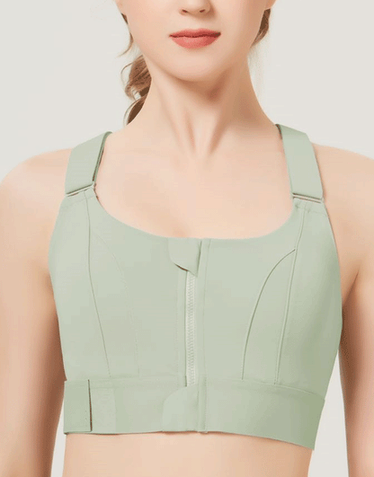 Pack of 3 , PREMIUM QUALITY FRONT CLOSURE PADDED HIGH IMPACT SPORTS BRA WITH ADJUSTABLE WAIST BAND-Green